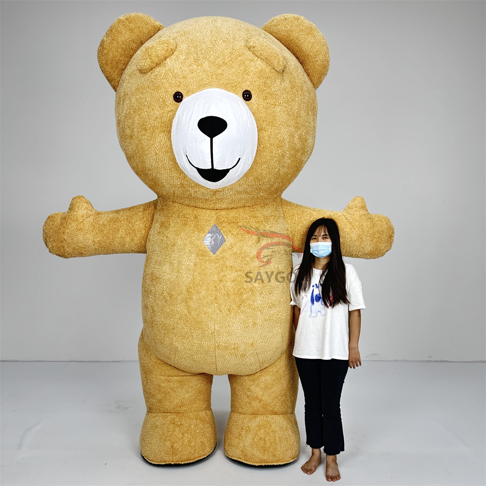 Saygo Giant Inflatable Teddy Bear Mascot Costume Life Size Adult Unisex Cosplay for Mardi Gras Carnival