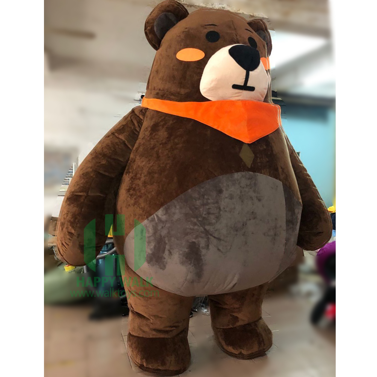 Black Brown Teddy Bear Costumes Various Inflatable Scarf Teddy Bear Head Moscot Costume Scarf Bear for Events Advertising Rental
