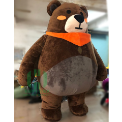 Black Brown Teddy Bear Costumes Various Inflatable Scarf Teddy Bear Head Moscot Costume Scarf Bear for Events Advertising Rental