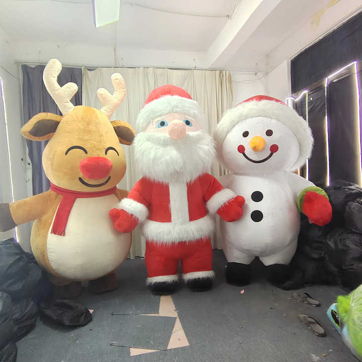 Saygo Mardi Gras Carnival Cartoon Anime Fur Material Inflatable Santa Claus Doll Snowman Dress Deer Reindeer Costume Mascot