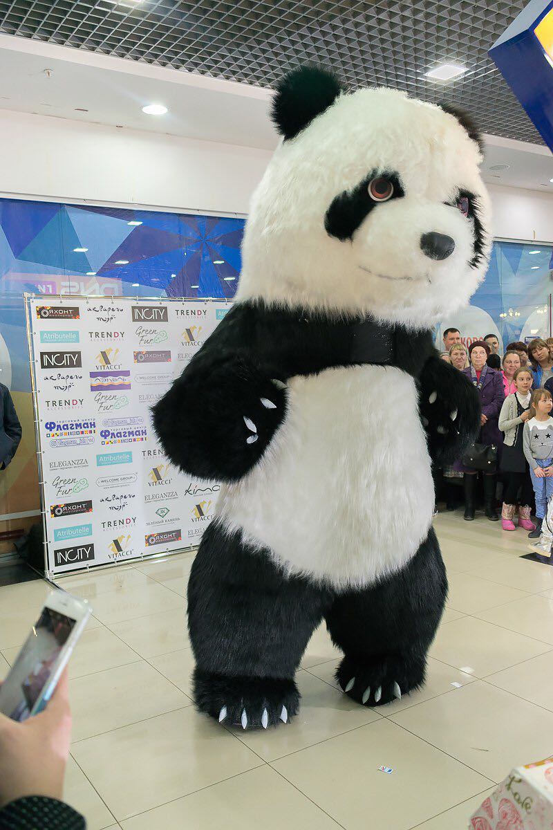 Saygo Long Plush 2m/2.6m/3m Inflatable Panda Mascot Costume Cartoon Character Cosplay Suit for Adults