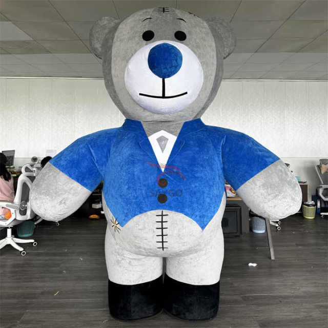 Hot Sale Fat pink and Blue Bear Mascot Costume Inflatable Plush Wedding Teddy Bear Costume for Sale