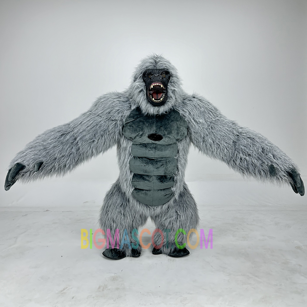 Short Dwarf Gorilla Mascot Costume 2m Inflated Fibre Furry Gorilla Monkey Costume for Events Activities Walking