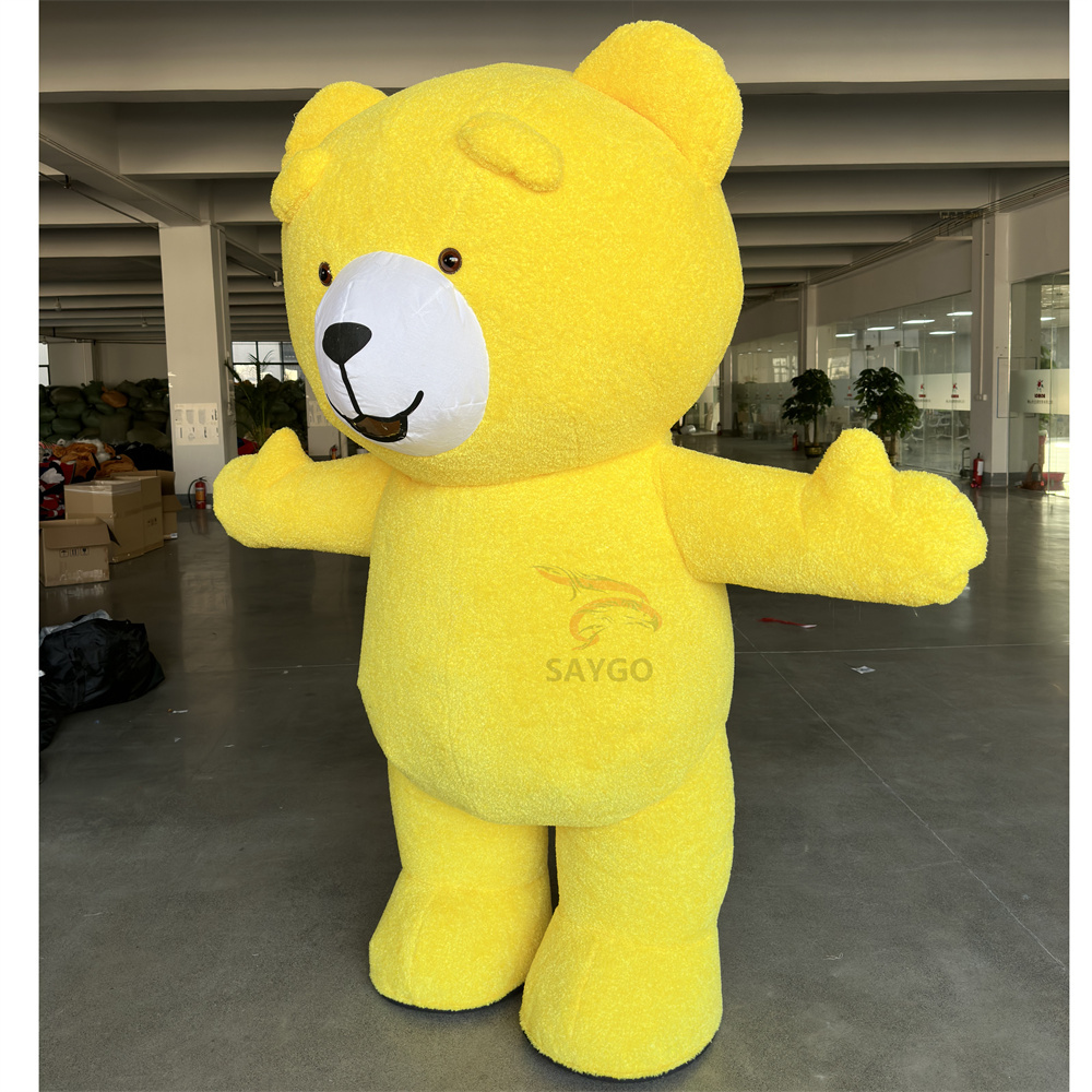 Hot Selling Custom Yellow Inflatable Teddy Bear Mascot Costume Latest Release Adult Character Clothing Life-Size Plush Teddy