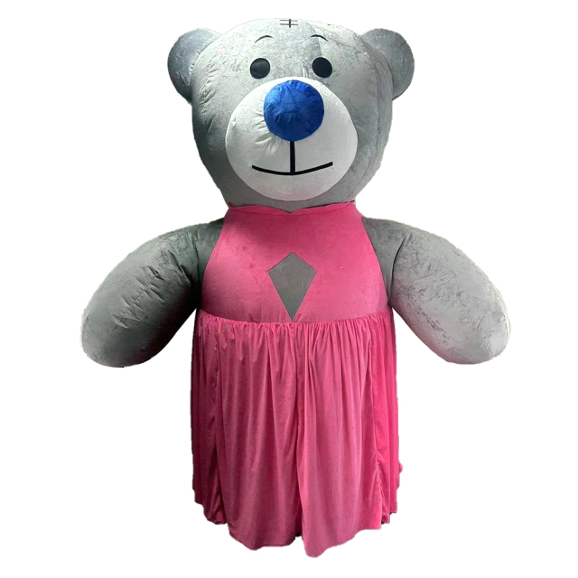 Cute Adult Inflatable Bear Costume Giant Girl Mascot Suit for Wedding Performances & Christmas Carivals Includes Party Accessory