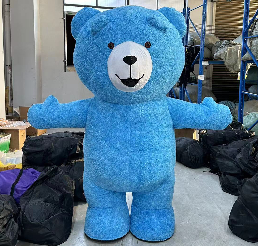 Adult Gray Inflatable Plush Teddy Bear Mascot Costume Cartoon Style for Cosplay Halloween/Christmas Parties Party Supplies