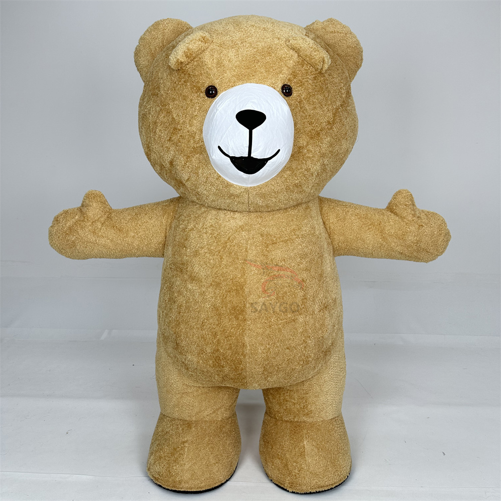 Hot Selling Custom Yellow Inflatable Teddy Bear Mascot Costume Latest Release Adult Character Clothing Life-Size Plush Teddy