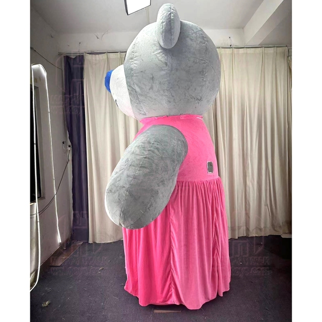 Cute Adult Inflatable Bear Costume Giant Girl Mascot Suit for Wedding Performances & Christmas Carivals Includes Party Accessory