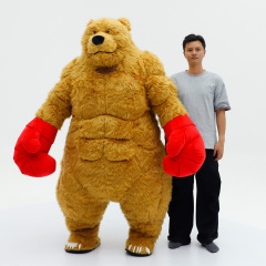 Adult Inflatable Brown Bear Boxing Mascot Costume-Realistic Adult Inflatable Bear Costume for Mardi Gras/Carnival Unisex Saygo