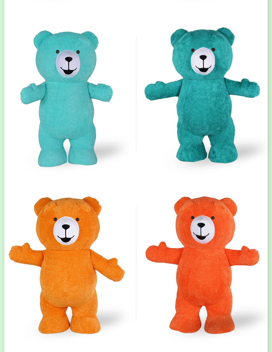 Mixed Color Color Teddy Bear Mascot Costume 2/2.6/3m Inflatable Plush Teddy Bear Costume Onesie for Events Walking Rental