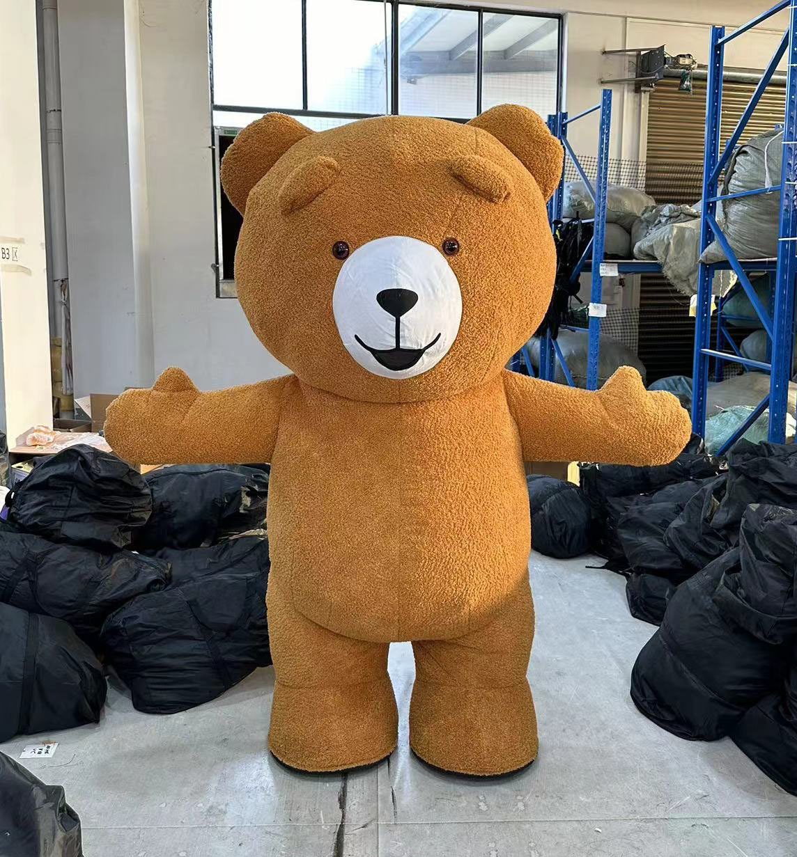 Adult Gray Inflatable Plush Teddy Bear Mascot Costume Cartoon Style for Cosplay Halloween/Christmas Parties Party Supplies