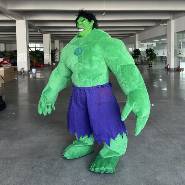 Best Seller Unisex Inflatable Hulk Mascot Costume Adult Cartoon Character Cosplay for Hand Drawn Advertising Activities