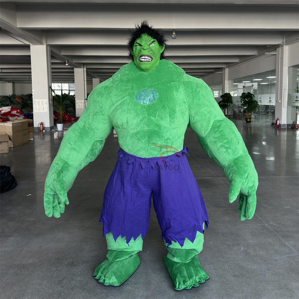 Best Seller Unisex Inflatable Hulk Mascot Costume Adult Cartoon Character Cosplay for Hand Drawn Advertising Activities