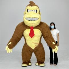 Big Face Tie Monkey king Mascot Costume Air Blow Gorilla Monkey Inflatable Costume Suits for Dress up Events Activities