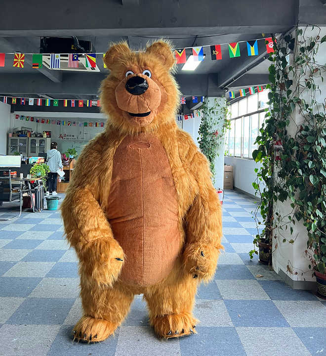 Cosplay Mascotte Inflatable Giant 2M/2.6M Inflatable Brown Masha Bear Mascot Costume in Stock Brown Bear Costume for Sale