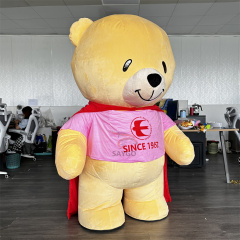 Hero Teddy Bear Mascot Costume 2m Inflate Fabric Teddy Bear Costume with Red Cloak for Advertising Events
