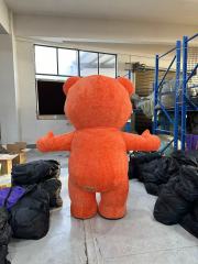 SAYGO 2025 Unisex Adult Full Body Inflatable Teddy Bear Costume Orange Plush Halloween Walking Suit Party Cartoon Mascot
