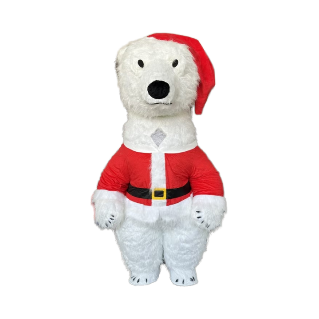 Hot Selling Long Plush Realistic Polar Bear Mascot Costume Suit Christmas White Inflatable Bear Costumes Giant Christmas