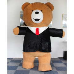Wholesale CE Adult Inflatable Teddy Bear Costume With Suit Dress Outdoor Advertising Wedding Carnival Furry Animal Costume