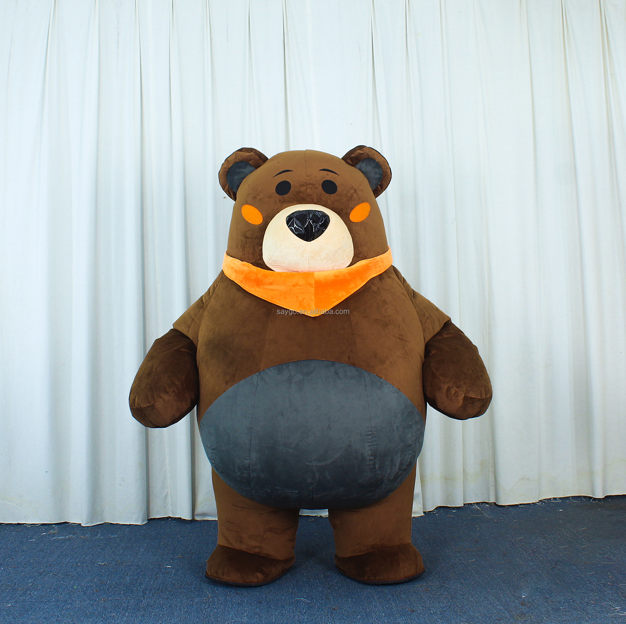 Inflated Fat Stupid Bear Mascot Costume for Adults Dress 2m Air Blow Dark Brown Silly Bear Costume Clothes for Exhibition