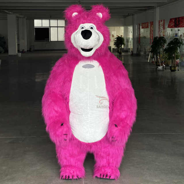 Pink Inflatable  Mascot Costume Adult Fancy Dress Christmas Party Panda Teddy Bear Mascot Costume