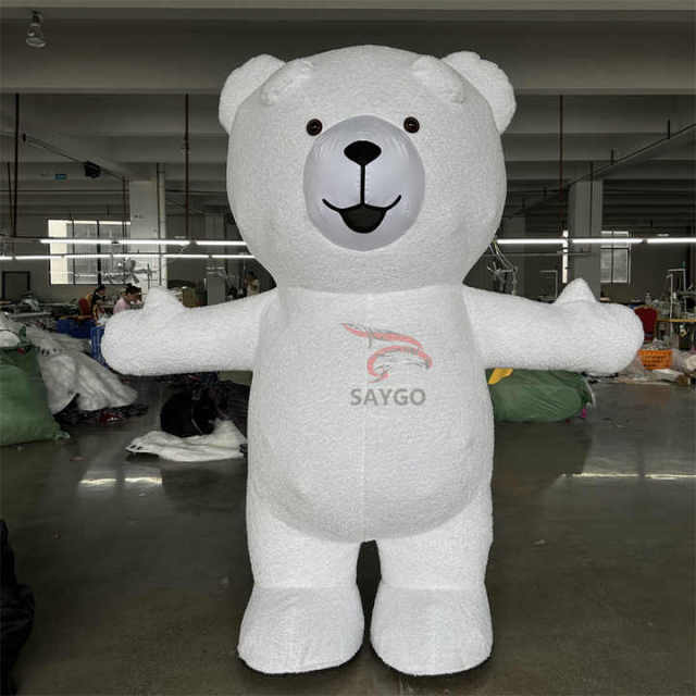 Giant White Teddy Bear Mascot for Home Party Adults Inflatable Teddy Panda Polar Bear Events Rental 3m