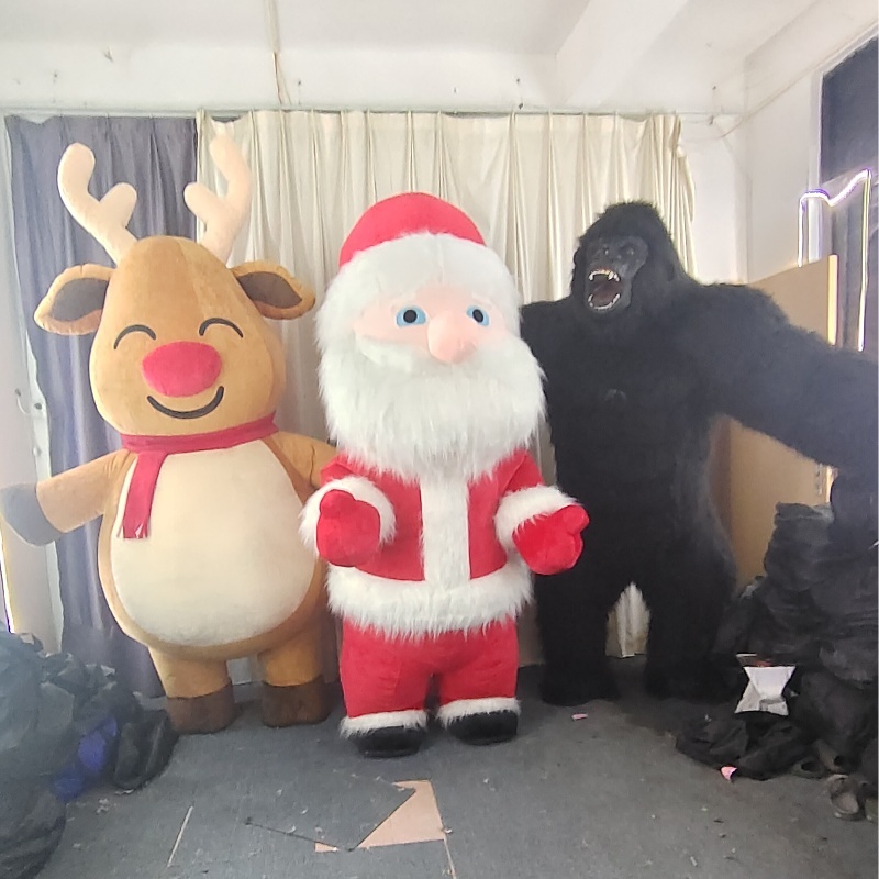 Saygo Mardi Gras Carnival Cartoon Anime Fur Material Inflatable Santa Claus Doll Snowman Dress Deer Reindeer Costume Mascot