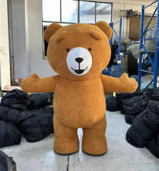 Adult Gray Inflatable Plush Teddy Bear Mascot Costume Cartoon Style for Cosplay Halloween/Christmas Parties Party Supplies