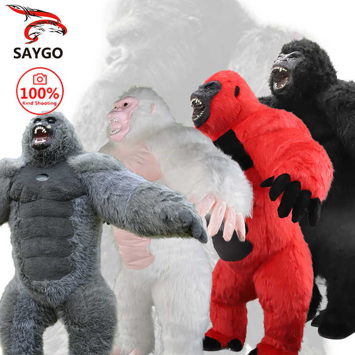 Saygo Plush Mascot Cosplay Clothing Inflatable Gorilla 2M/2.6M/3M Animal Walking Mascot Costume for Halloween