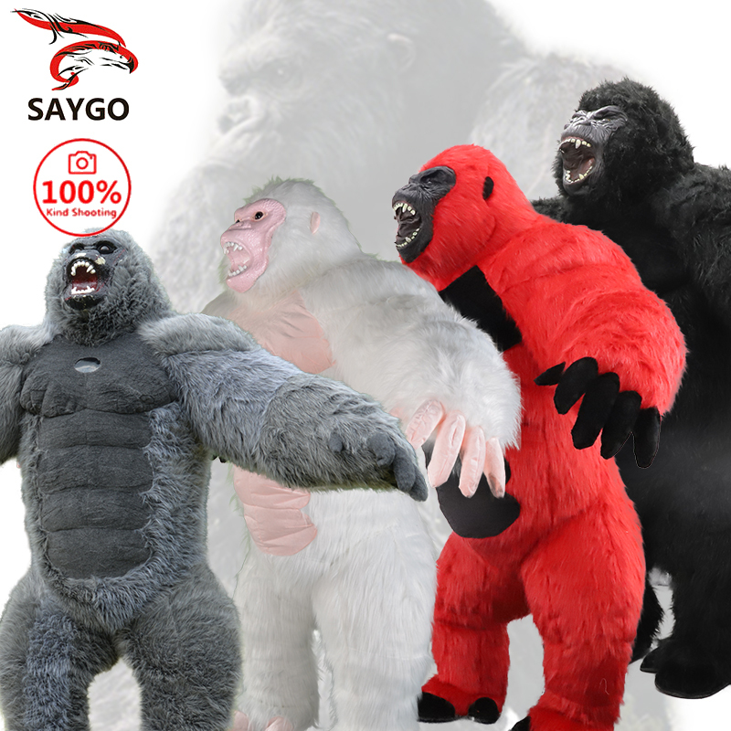Saygo Plush Mascot Cosplay Clothing Inflatable Gorilla 2M/2.6M/3M Animal Walking Mascot Costume for Halloween