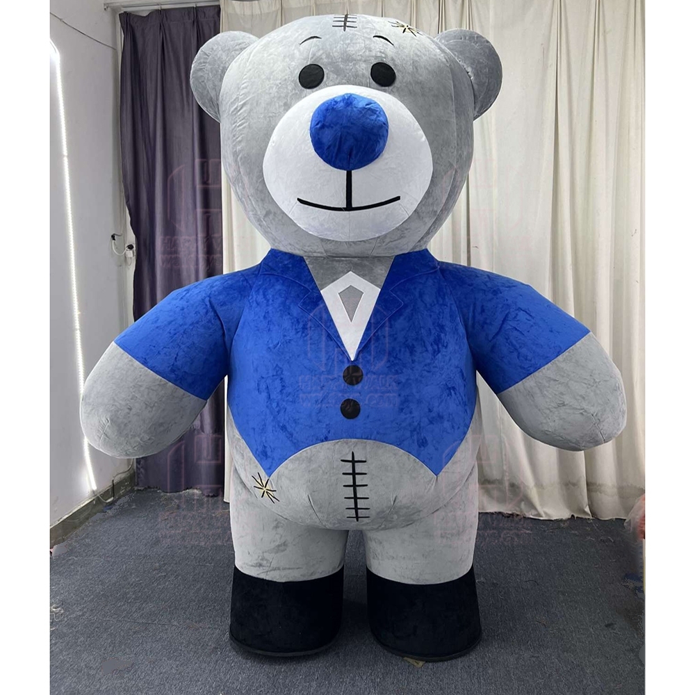 Cute Interactive Advertising Anime Mascot Inflatable Bear Costume Suit With Tuxedo and Dress for Wedding Event Advertisement