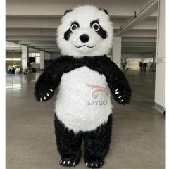 Most Welcome Long Hair Panda Mascot Costume CE 2m Inflatable Panda Costume for Advertising Walking Air Blow Panda Show