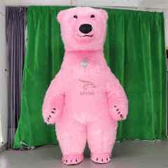 Pink Fur Coating Polar Bear Mascot Costume 2m 2.6m Inflatable Polar Bear Costume for Party Dress