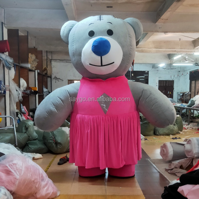 Cute Interactive Advertising Anime Mascot Inflatable Bear Costume Suit With Tuxedo and Dress for Wedding Event Advertisement