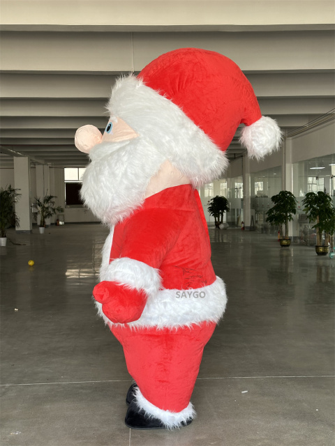 Deluxe Velvet Inflatable Adult Santa Claus Mascot Costume Luxury Adult Fancy Dress for Christmas Party and Carnival Costumes