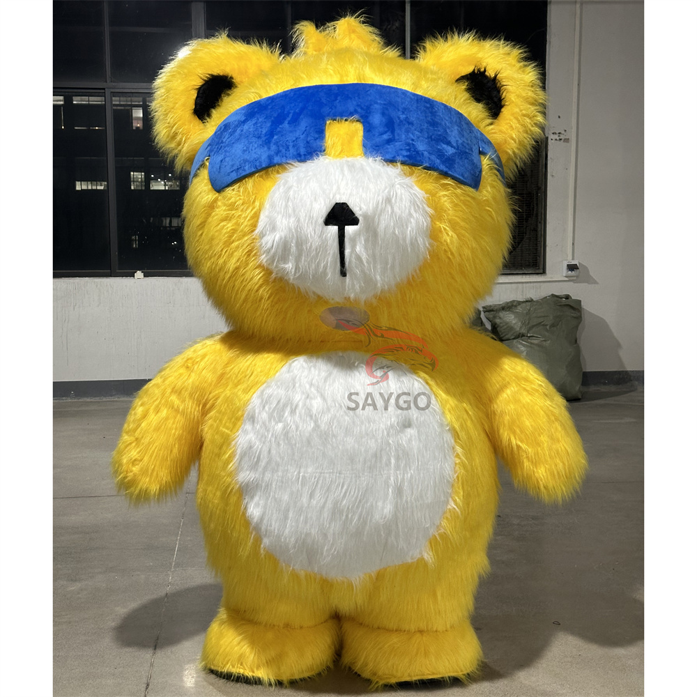 Beautiful Short Teddy Bear Mascot Costume for Boys 2m 2.6m Inflatable Street Walking Effect Singing Bear for Paradise