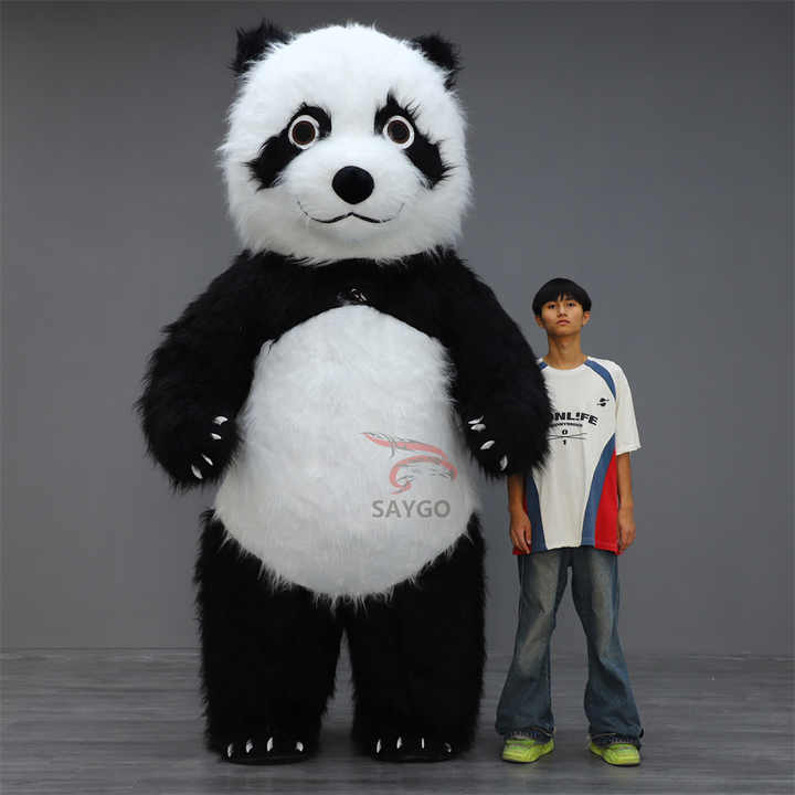 Hot sale Christmas Panda Mascot Costume Adult Inflatable Cartoon Animal Theme Walkable Plush Parties Dancing Costume