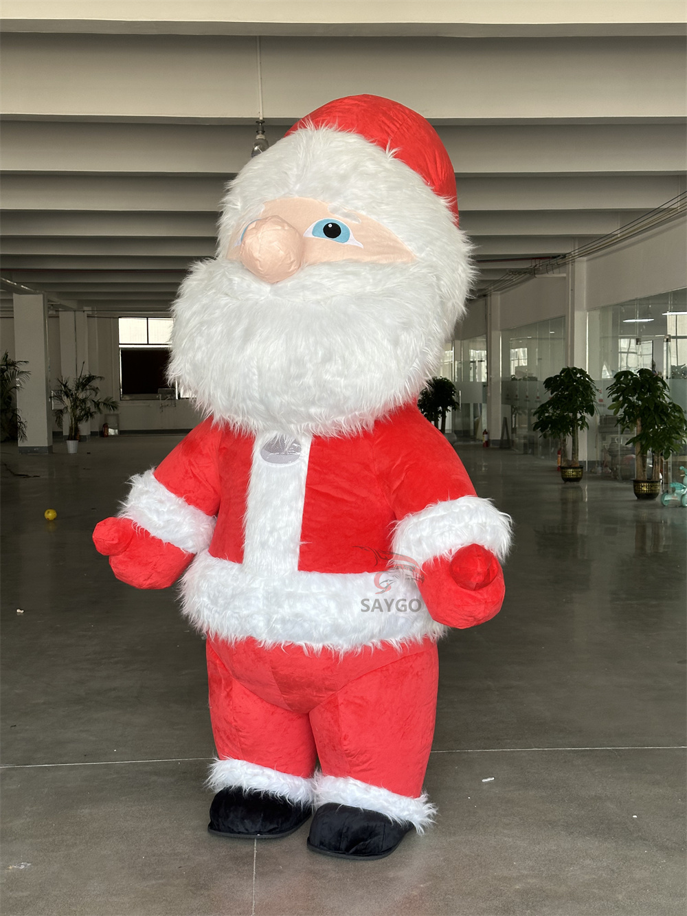 Deluxe Velvet Inflatable Adult Santa Claus Mascot Costume Luxury Adult Fancy Dress for Christmas Party and Carnival Costumes