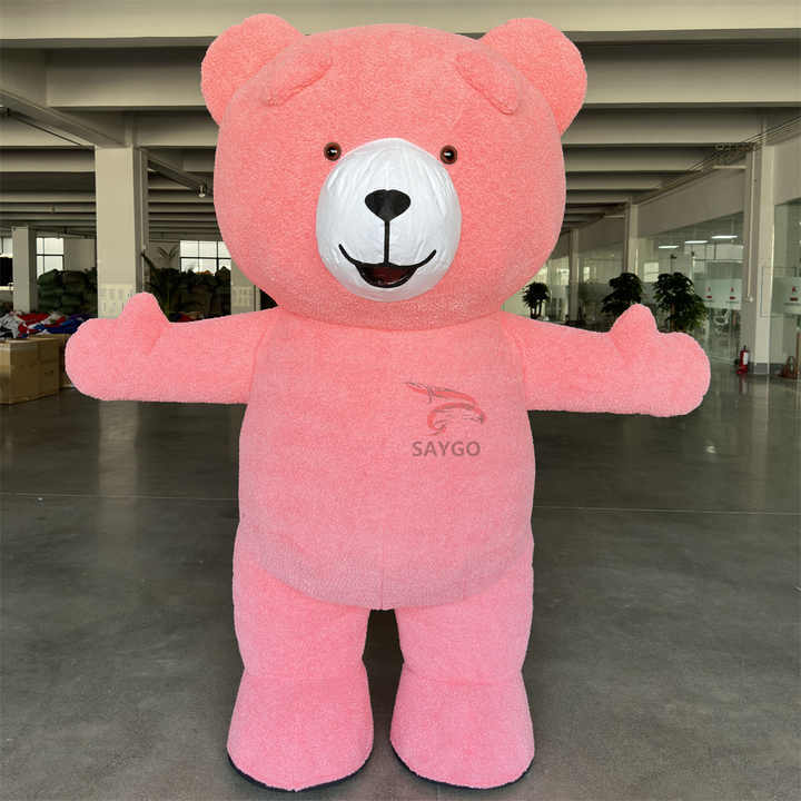 High Quality Custom Pink Teddy Bear Mascot Costume Giant Inflatable Bear for Halloween Party Cosplay Bear Costume for Sale
