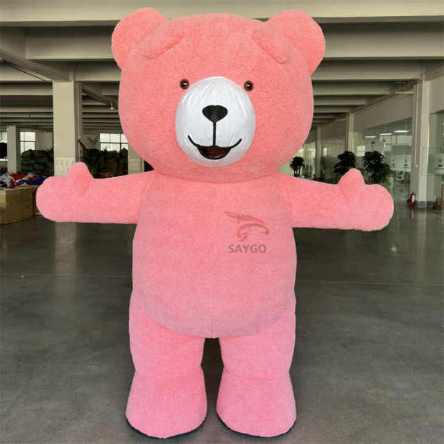 High Quality Custom Pink Teddy Bear Mascot Costume Giant Inflatable Bear for Halloween Party Cosplay Bear Costume for Sale