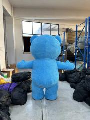 Hot Selling Adult Size Plush Inflatable Teddy Character Cartoon Suit Cosplay blue Bear Mascot Costume Halloween