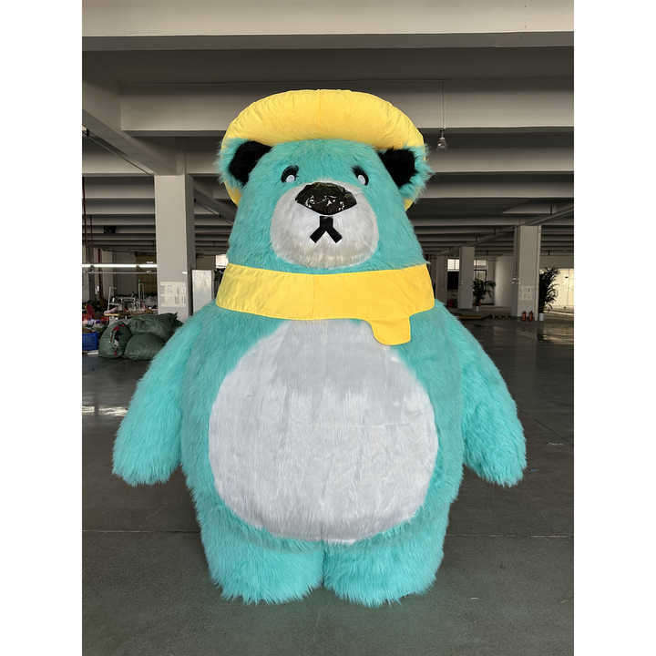 Attractive Christmas Giant Inflatable Teddy Bear Mascot Costume for Adult Halloween Plush Furry Fat Bear Suit