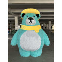Attractive Christmas Giant Inflatable Teddy Bear Mascot Costume for Adult Halloween Plush Furry Fat Bear Suit