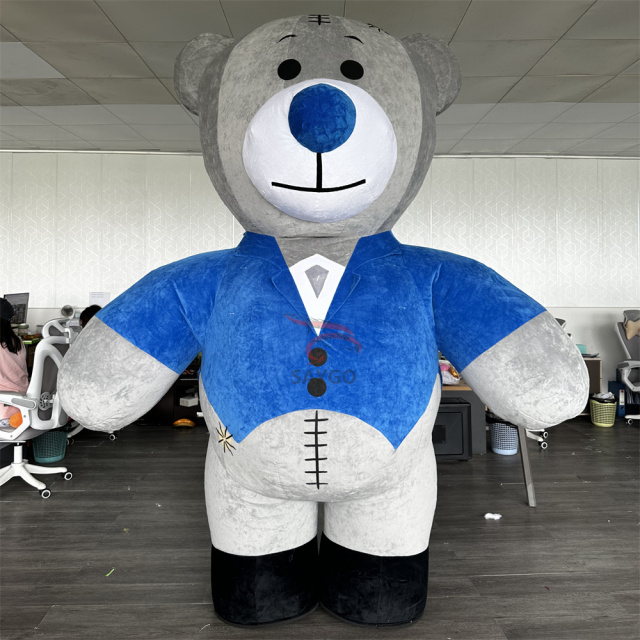 Giant Unisex Adult Inflatable Bear Costume Full Mascot Suit for Wedding Performance Party Fancy Dress Style Made of Plush