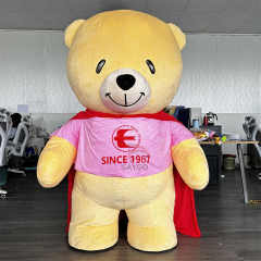 Hero Teddy Bear Mascot Costume 2m Inflate Fabric Teddy Bear Costume with Red Cloak for Advertising Events