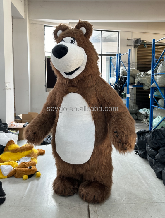 Dark Brown Inflatable for Masha Bear Mascot Costume Plush Fursuit Adult Anime Cosplay Custom Carnival Animal Mascotte Mascotte