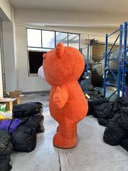 SAYGO 2025 Unisex Adult Full Body Inflatable Teddy Bear Costume Orange Plush Halloween Walking Suit Party Cartoon Mascot