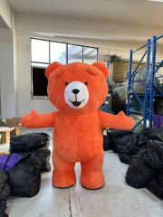 SAYGO 2025 Unisex Adult Full Body Inflatable Teddy Bear Costume Orange Plush Halloween Walking Suit Party Cartoon Mascot