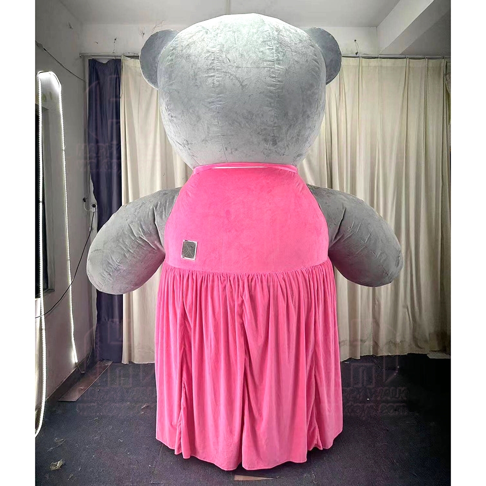 Cute Adult Inflatable Bear Costume Giant Girl Mascot Suit for Wedding Performances & Christmas Carivals Includes Party Accessory
