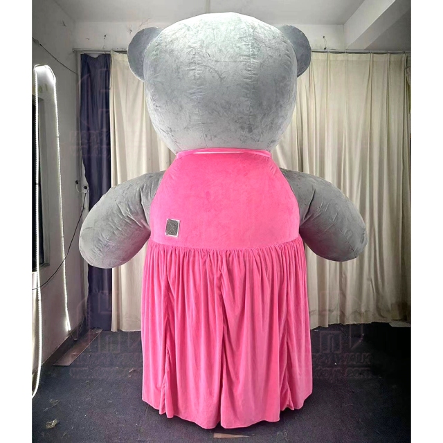 Cute Adult Inflatable Bear Costume Giant Girl Mascot Suit for Wedding Performances & Christmas Carivals Includes Party Accessory